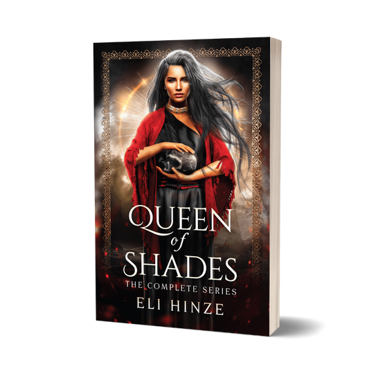 A paperback of the complete ancient fantasy series Queen of Shades by Eli Hinze