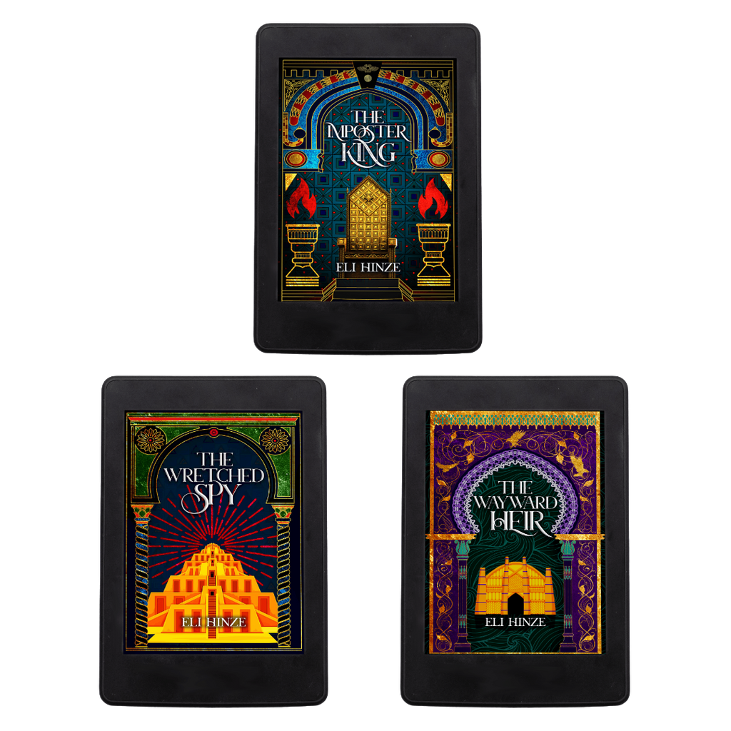 The ancient fantasy ebooks The Imposter King, The Wretched Spy, and The Wayward Heir, sold in a bundle.