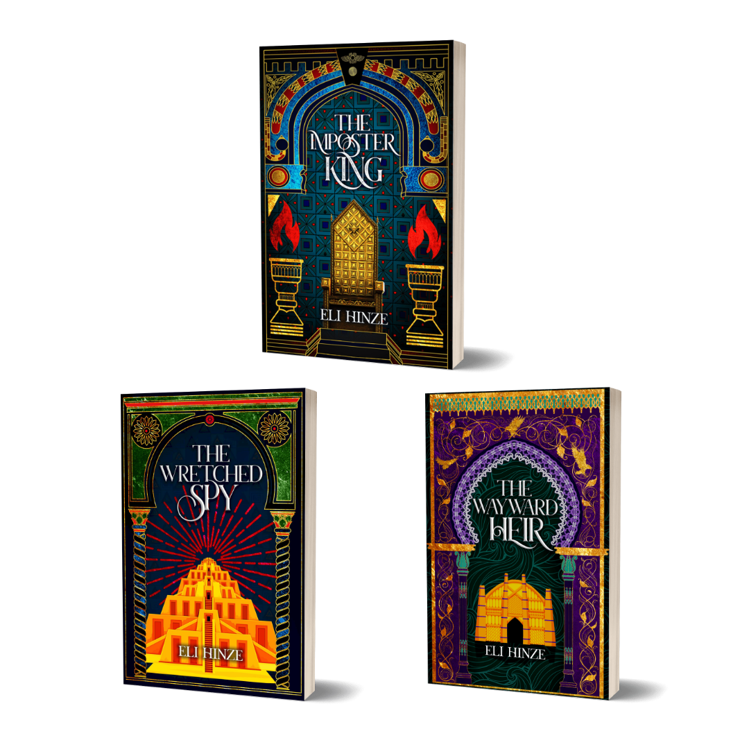 Paperback bundle of the ancient fantasy books The Imposter King, The Wretched Spy, and The Wayward Heir
